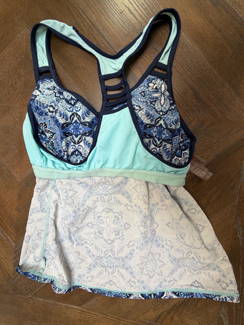 ZeroXposur Blue Mosaic Print Tankini Swimsuit Set Size Large - Picture 8 of 9